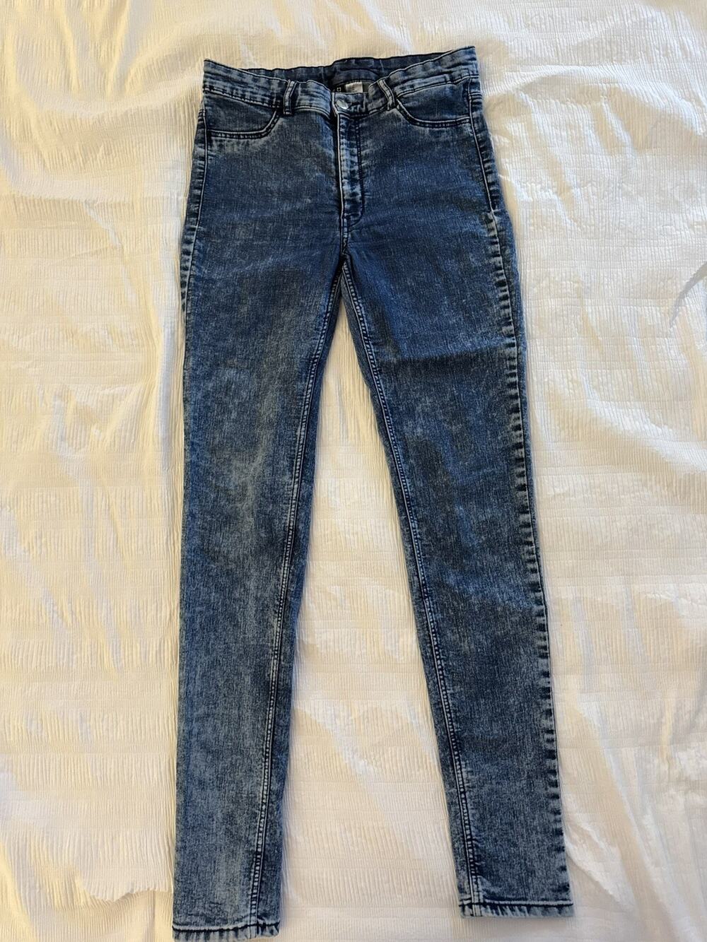 H&M High Waisted Skinny Jeans Dark Blue Acid Wash Tumblr Grunge Y2K Indie Sleaze